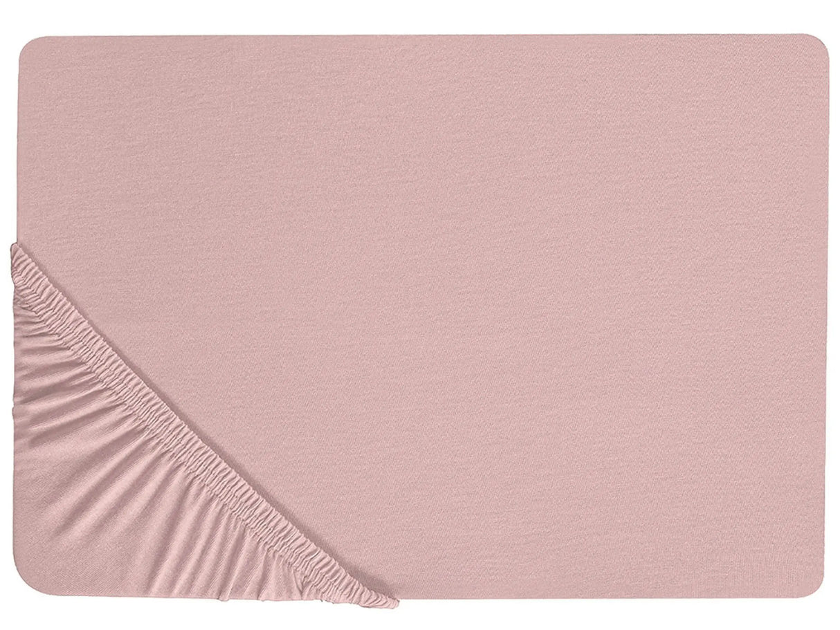 Fitted Sheet Pink Cotton 180 x 200 cm Solid Pattern Classic Elastic Edging Bedroom Beliani