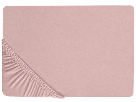 Fitted Sheet Pink Cotton 180 x 200 cm Solid Pattern Classic Elastic Edging Bedroom Beliani