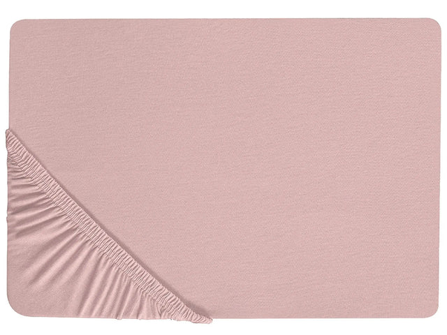 Fitted Sheet Pink Cotton 180 x 200 cm Solid Pattern Classic Elastic Edging Bedroom Beliani