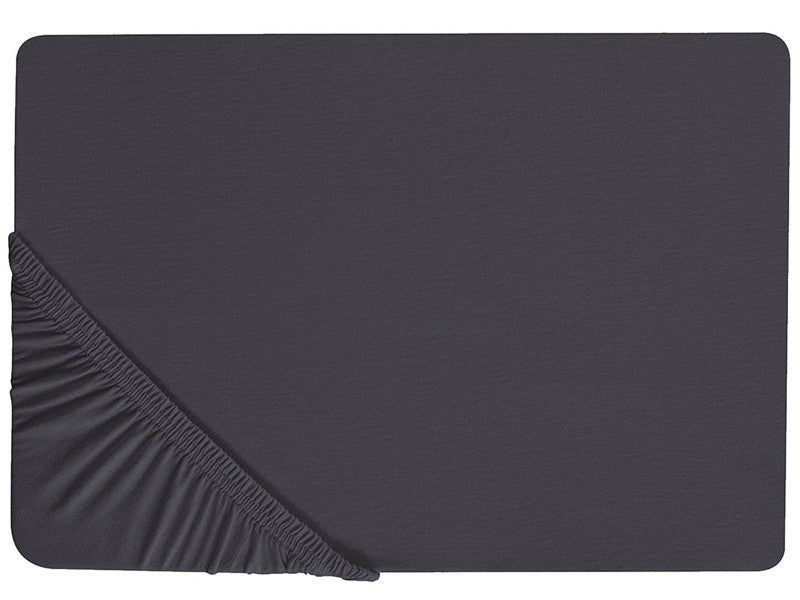 Fitted Sheet Black Cotton 200 x 200 cm Solid Pattern Classic Elastic Edging Bedroom Beliani