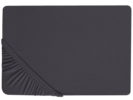 Fitted Sheet Black Cotton 140 x 200 cm Solid Pattern Classic Elastic Edging Bedroom Beliani