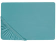 Fitted Sheet Turquoise Cotton 90 x 200 cm Solid Pattern Classic Elastic Edging Bedroom Beliani