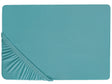 Fitted Sheet Turquoise Cotton 160 x 200 cm Solid Pattern Classic Elastic Edging Bedroom Beliani