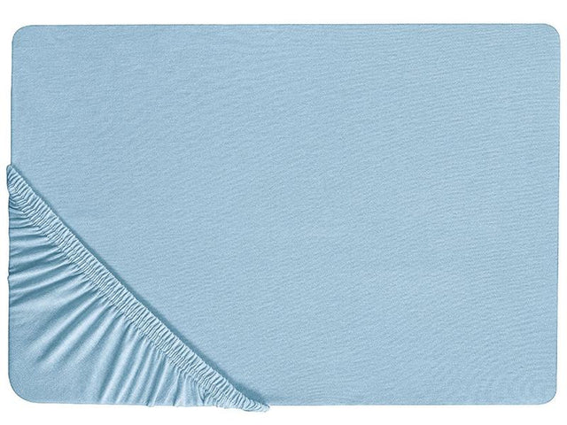 Fitted Sheet Blue Cotton 90 x 200 cm Solid Pattern Classic Elastic Edging Bedroom Beliani