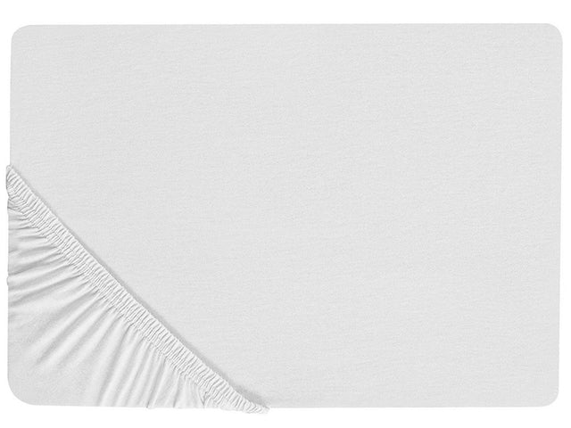 Fitted Sheet White Cotton 140 x 200 cm Solid Pattern Classic Elastic Edging Bedroom Beliani