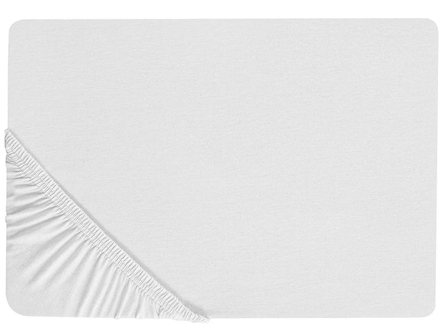 Fitted Sheet White Cotton 180 x 200 cm Solid Pattern Classic Elastic Edging Bedroom Beliani
