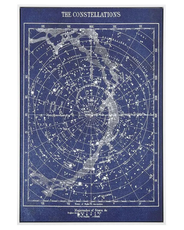 Framed Wall Art Blue Canvas 63 x 93 cm  Print Star Map Night Sky Starry Motif Modern Wall Decor Beliani