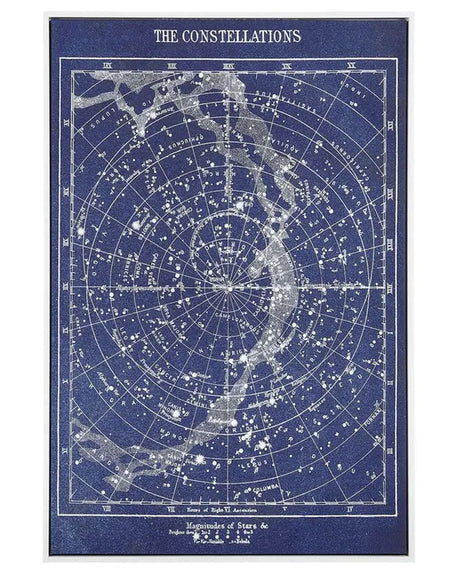 Framed Wall Art Blue Canvas 63 x 93 cm  Print Star Map Night Sky Starry Motif Modern Wall Decor Beliani