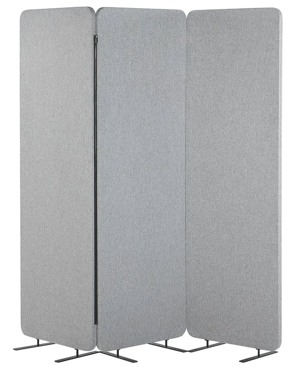 3-Panel Room Divider Light Grey Fabric Privacy Screen Office Partition Wall Noise Reducing Beliani
