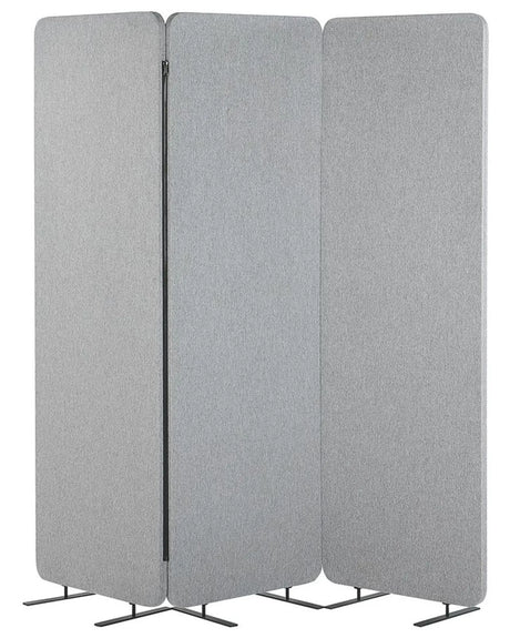 3-Panel Room Divider Light Grey Fabric Privacy Screen Office Partition Wall Noise Reducing Beliani