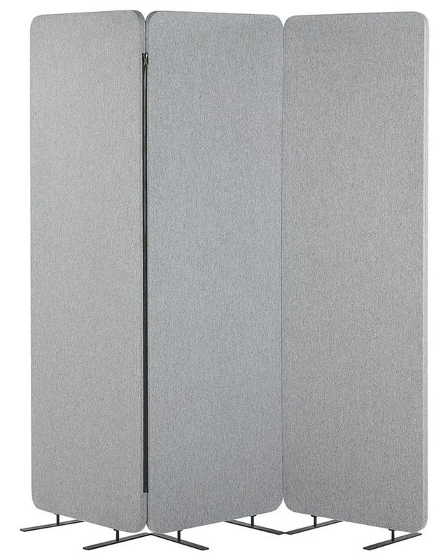 3-Panel Room Divider Light Grey Fabric Privacy Screen Office Partition Wall Noise Reducing Beliani