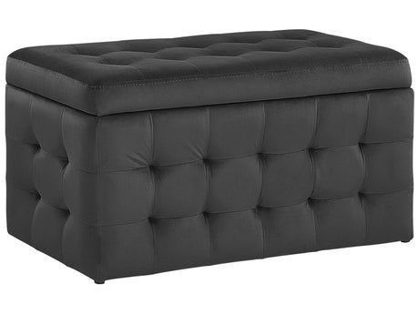 Ottoman Black Velvet Tufted Upholstery Bedroom Bench with Storage Beliani