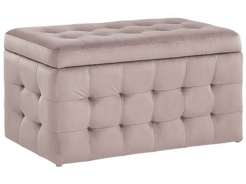 Ottoman Pink Velvet Tufted Upholstery Bedroom Bench with Storage Beliani