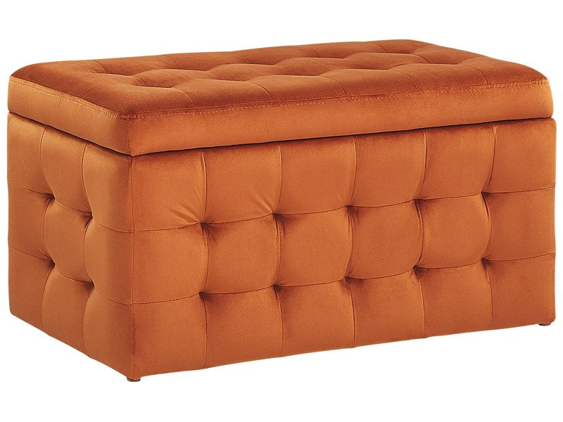 Ottoman Orange Velvet Tufted Upholstery Bedroom Bench with Storage Beliani