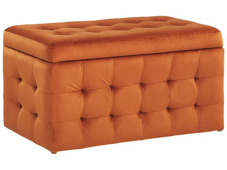 Ottoman Orange Velvet Tufted Upholstery Bedroom Bench with Storage Beliani