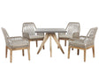 Outdoor Dining Set Grey Light Wood Fibre Cement For 4 People Square Table with Beige Chairs Modern Design Beliani