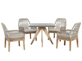 Outdoor Dining Set Grey Light Wood Fibre Cement For 4 People Square Table with Beige Chairs Modern Design Beliani