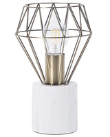 Table Lamp Bedside Light Brass Metal Diamond Cage Shade Round Base Marble Look Beliani