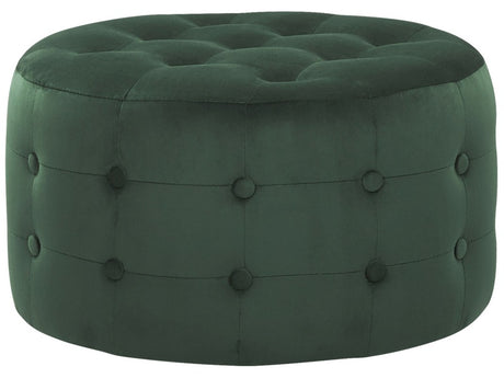 Footstool Dark Green Velvet Round Pouffe Button Tufted Upholstery Glam Ottomane Living Room Furniture Beliani