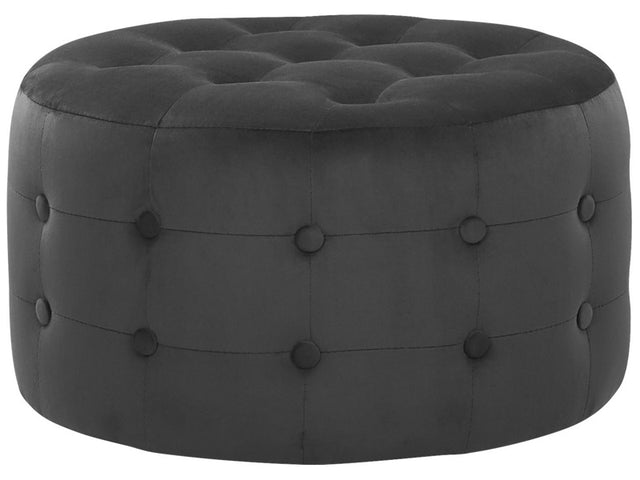 Footstool Black Velvet Round Pouffe Button Tufted Upholstery Glam Ottomane Living Room Furniture Beliani