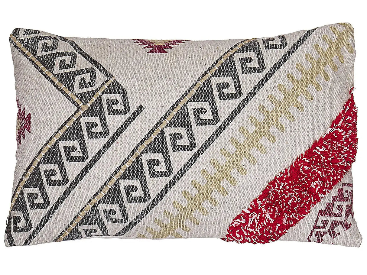 Scatter Cushion Multicolour Cotton 30 x 50 cm Geometric Pattern Handwoven Removable Covers with Filling Boho Style Beliani