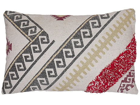 Scatter Cushion Multicolour Cotton 30 x 50 cm Geometric Pattern Handwoven Removable Covers with Filling Boho Style Beliani