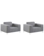 Set of 2 Garden Armchairs Grey Fabric Upholstery White Aluminium Legs Indoor Outdoor Furniture Weather Resistant Outdoor Beliani