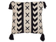 Scatter Cushion Beige and Black Cotton 45 x 45 cm Geometric Pattern Tassels Handwoven Removable Covers Beliani