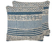 Set of 2 Scatter Cushions Beige and Blue Cotton 45 x 45 cm Geometric Pattern Handwoven Removable Covers with Filling Boho Style Beliani