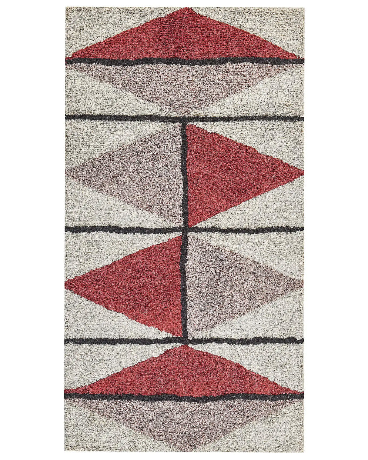 Area Rug Multicolour Cotton 80 x 150 cm Low Pile Geometric Pattern Rectangular Retro Beliani
