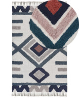 Area Rug Multicolour Cotton 140 x 200 cm Scandinavian Pattern Handwoven Tufted Rectangular Living Room Beliani