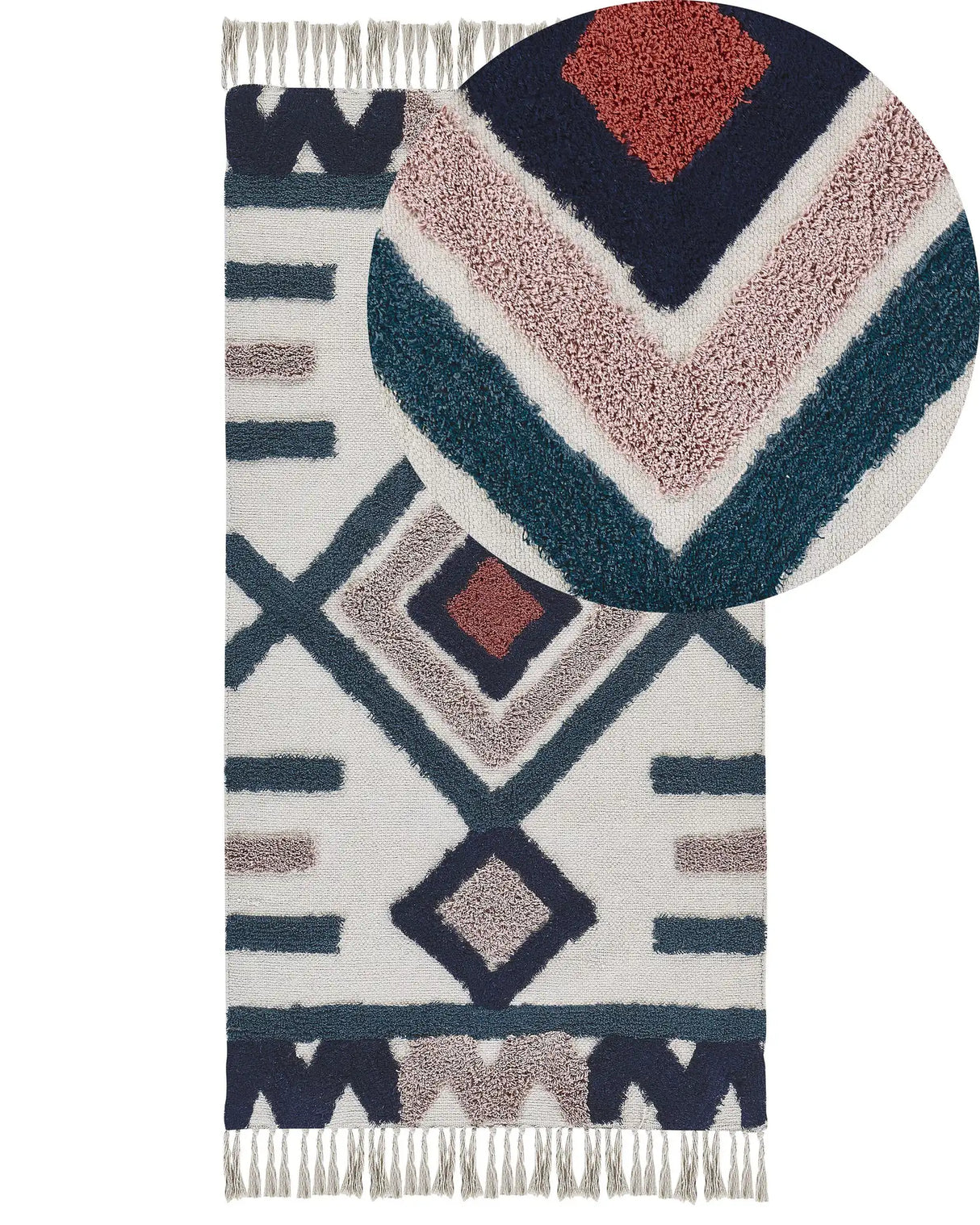 Area Rug Multicolour Cotton 80 x 150 cm Scandinavian Pattern Handwoven Tufted Rectangular Living Room Beliani