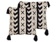 Set of 2 Scatter Cushions Beige and Black Cotton 45 x 45 cm Geometric Pattern Tassels Handwoven Removable Covers Beliani