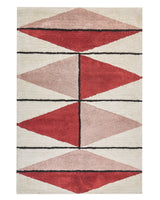 Area Rug Multicolour Cotton 140 x 200 cm Low Pile Geometric Pattern Rectangular Retro Beliani