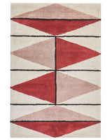 Area Rug Multicolour Cotton 160 x 230 cm Low Pile Geometric Pattern Rectangular Retro Beliani