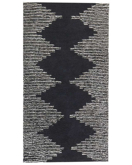 Area Rug Black and White Cotton 80 x 150 cm Scandinavian Geometric Pattern Rectangular Beliani