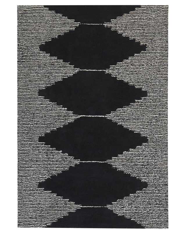 Area Rug Black and White Cotton 160 x 230 cm Scandinavian Geometric Pattern Rectangular Beliani