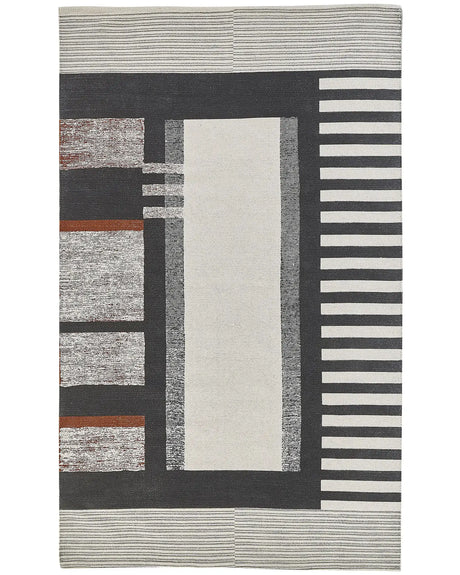 Area Rug Multicolour Cotton 140 x 200 cm Scandinavian Printed Pattern Handwoven Rectangular Living Room Beliani