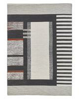 Area Rug Multicolour Cotton 160 x 230 cm Scandinavian Printed Pattern Handwoven Rectangular Living Room Beliani