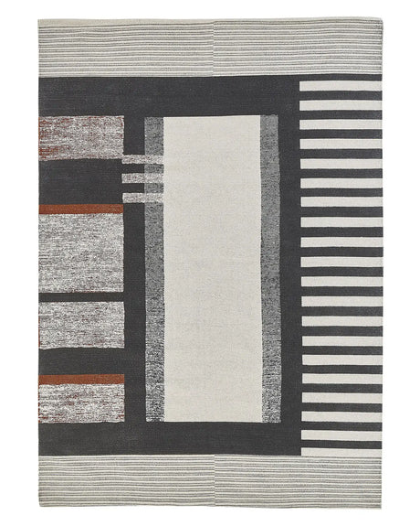 Area Rug Multicolour Cotton 160 x 230 cm Scandinavian Printed Pattern Handwoven Rectangular Living Room Beliani