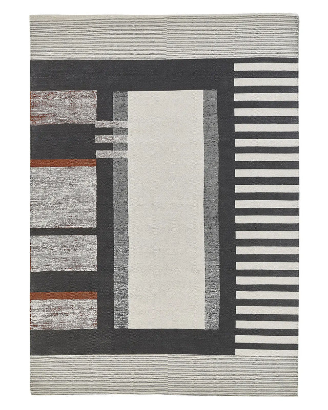 Area Rug Multicolour Cotton 160 x 230 cm Scandinavian Printed Pattern Handwoven Rectangular Living Room Beliani