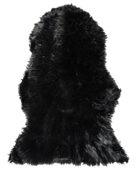 Faux Sheepskin Rug Black 53 x 88 cm High Pile Rustic Beliani