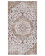 Area Rug Beige and Brown Polyester and Cotton Handwoven Printed Floral Distressed Oriental Pattern  Beliani