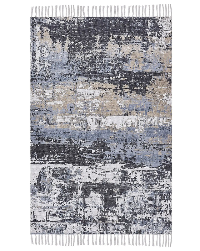 Area Rug Multicolour Polyester and Cotton 150 x 230 cm Handwoven Printed Abstract Distressed Pattern  Beliani