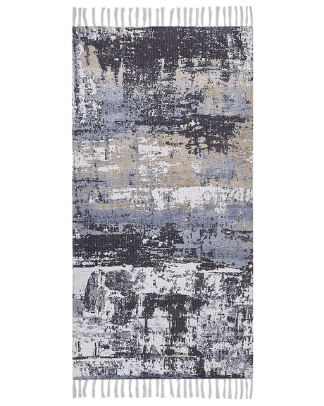 Area Rug Multicolour Polyester and Cotton 80 x 150 cm Handwoven Printed Abstract Distressed Pattern Beliani