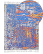 Area Rug Multicolour Polyester and Cotton 140 x 200 cm Handwoven Floor Mat Printed Abstract Pattern  Beliani