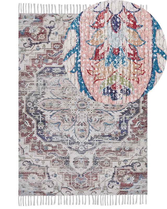 Area Rug Multicolour Polyester and Cotton 150 x 230 cm Oriental Distressed with Tassels Living Room Bedroom Beliani