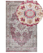 Area Rug Red and Beige Polyester and Cotton 150 x 230 cm Oriental Distressed Living Room Bedroom Beliani