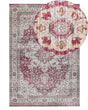Area Rug Red and Beige Polyester and Cotton 140 x 200 cm Oriental Distressed Living Room Bedroom Beliani