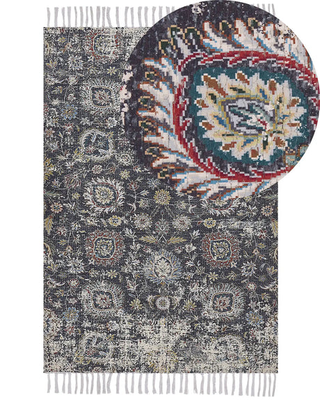 Area Rug Multicolour Polyester and Cotton 150 x 230 cm Oriental Distressed with Tassels Living Room Bedroom Beliani